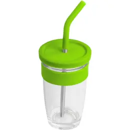 Kooshty Slurp Glass Kup & Straw Lime